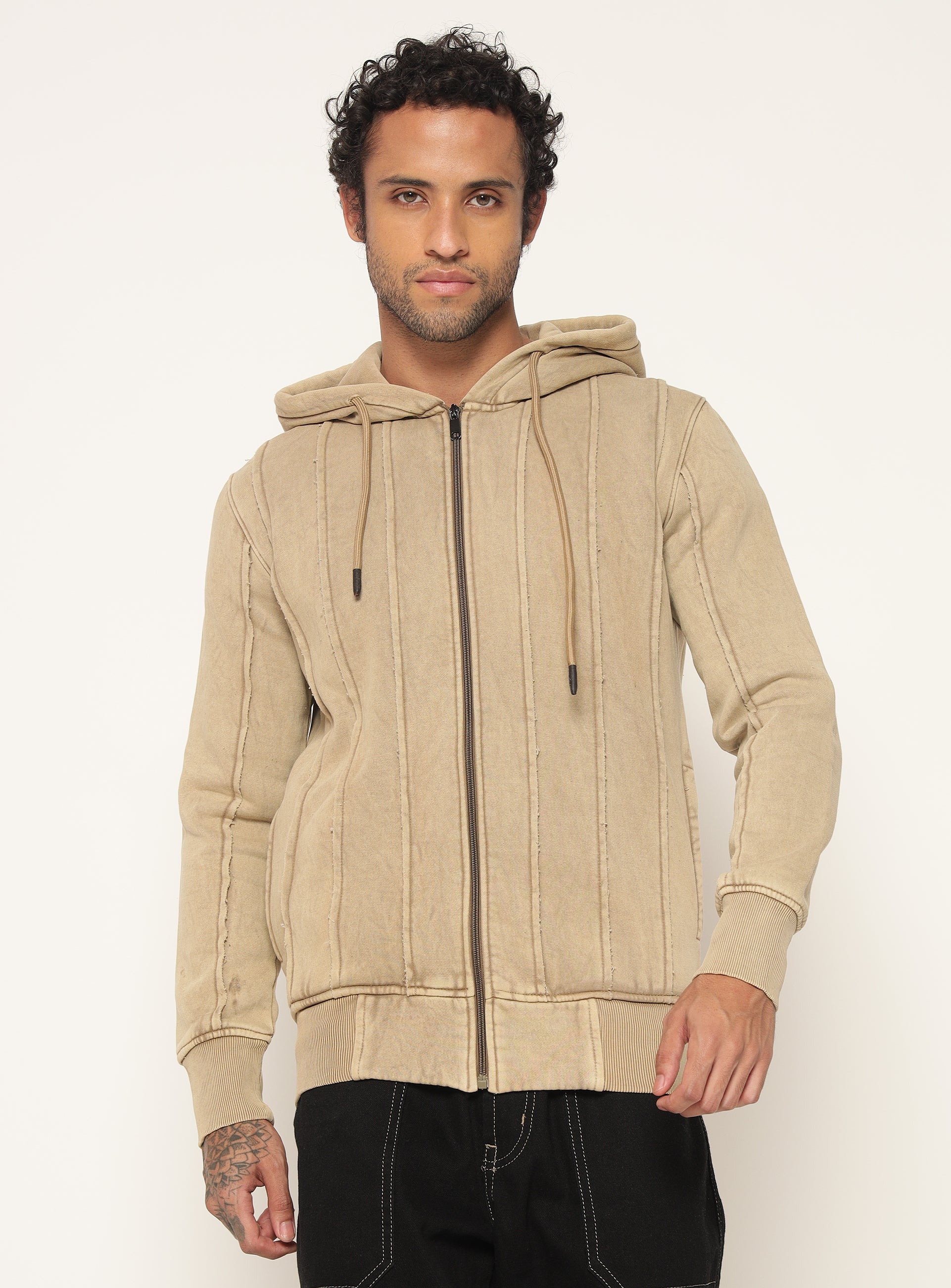 Rugged Panels Zipper Hoodie