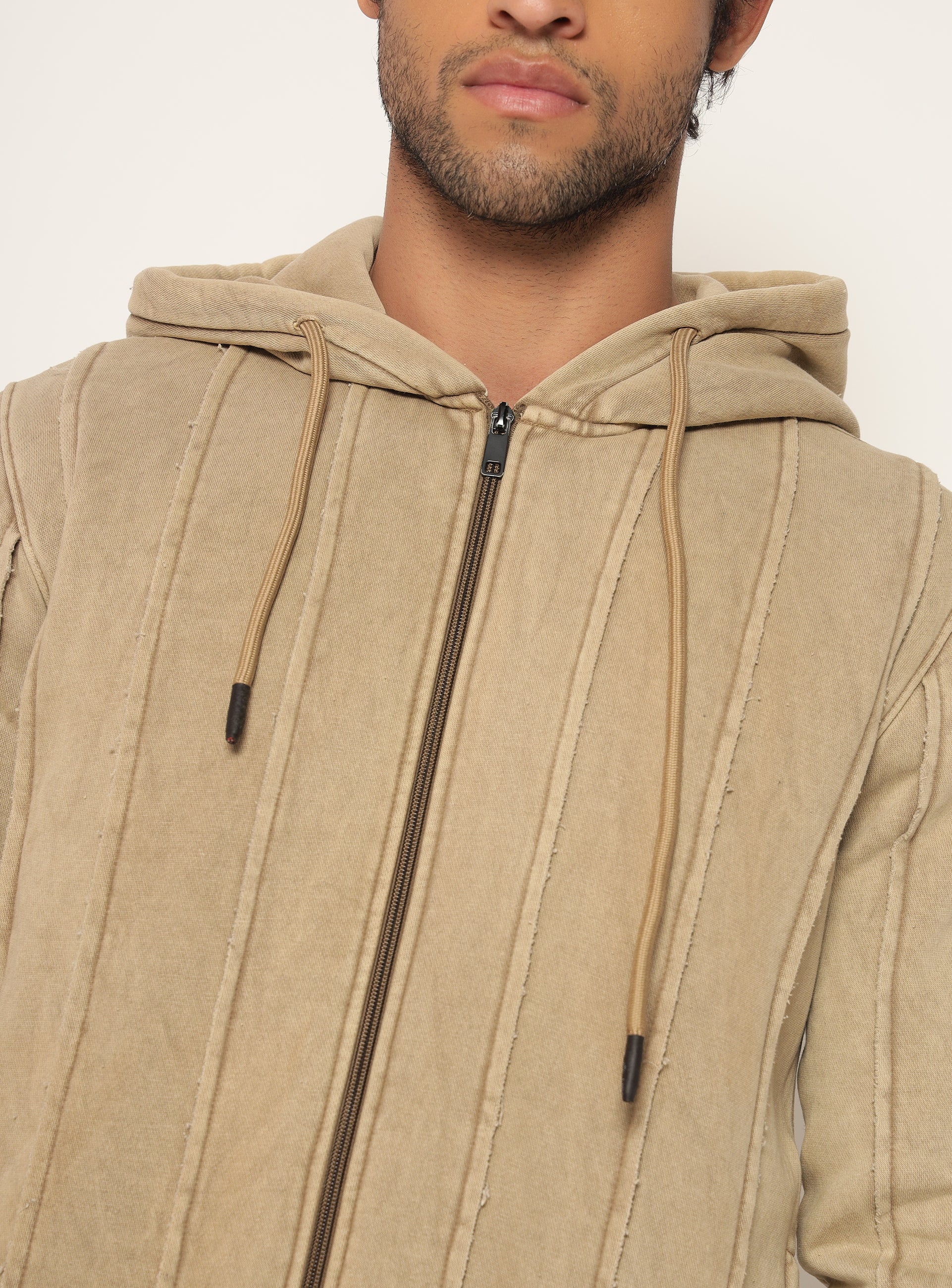 Rugged Panels Zipper Hoodie