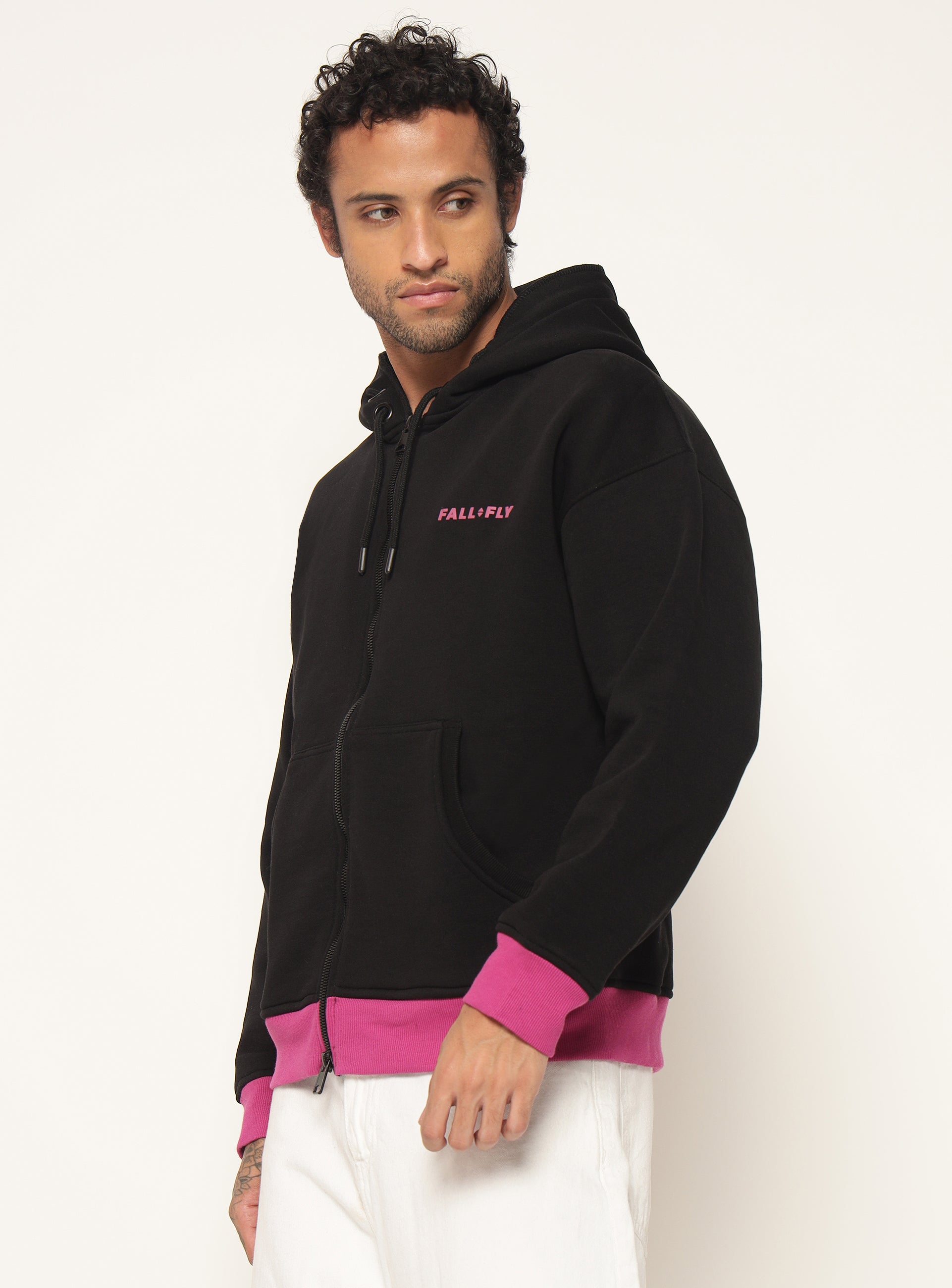 Pink Rib Zip Up Hoodie