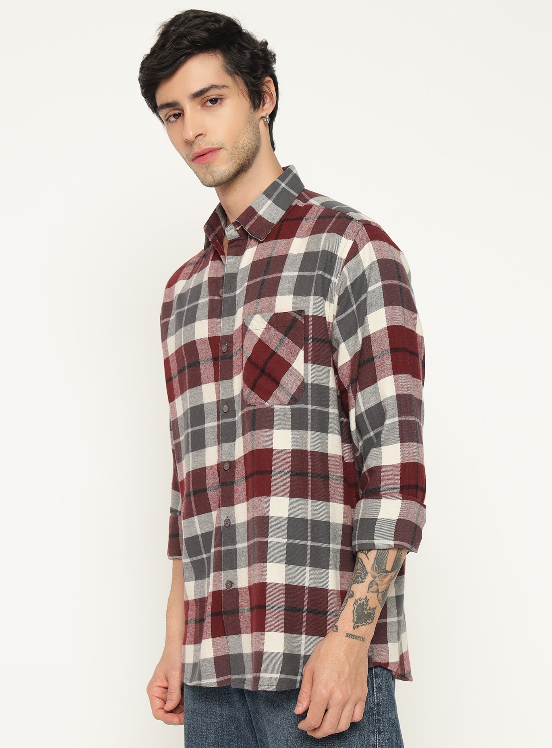 Burgundy Checkered shirt