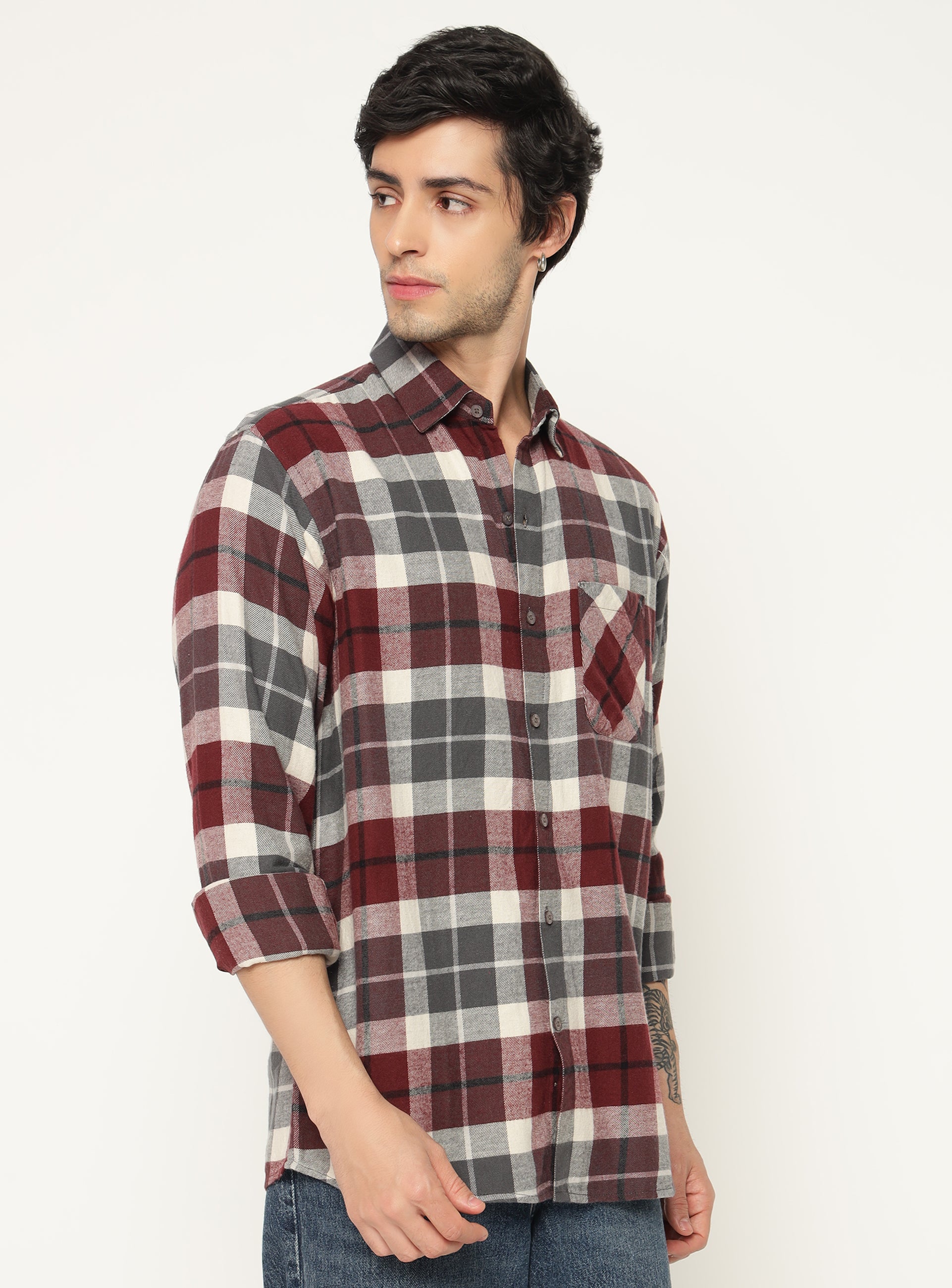 Burgundy Checkered shirt