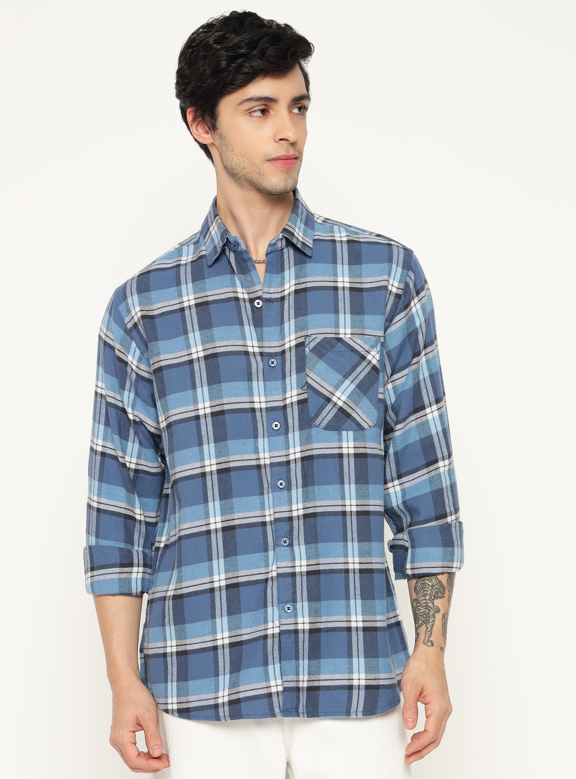 Blue stack checkered shirt