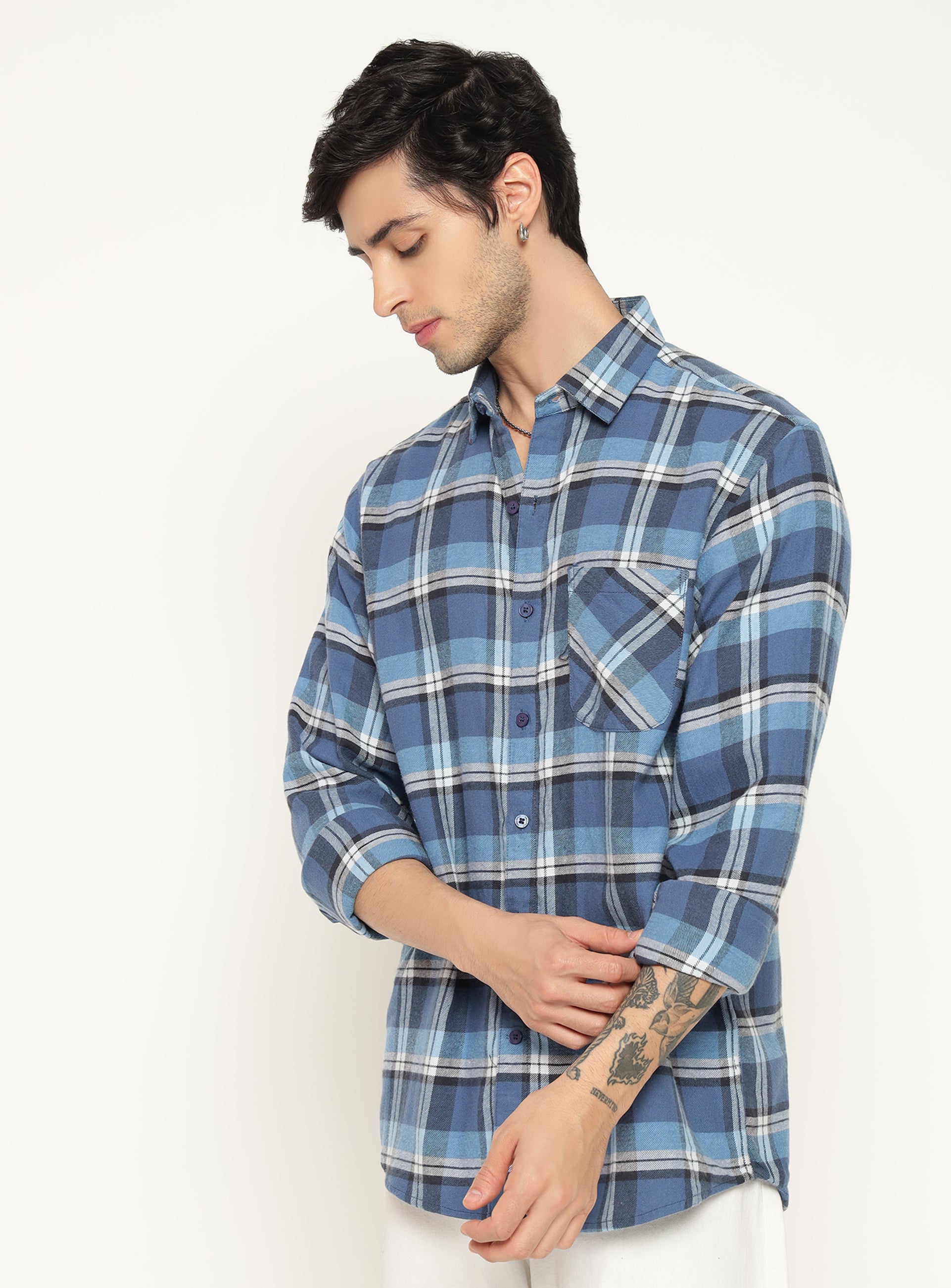 Blue stack checkered shirt