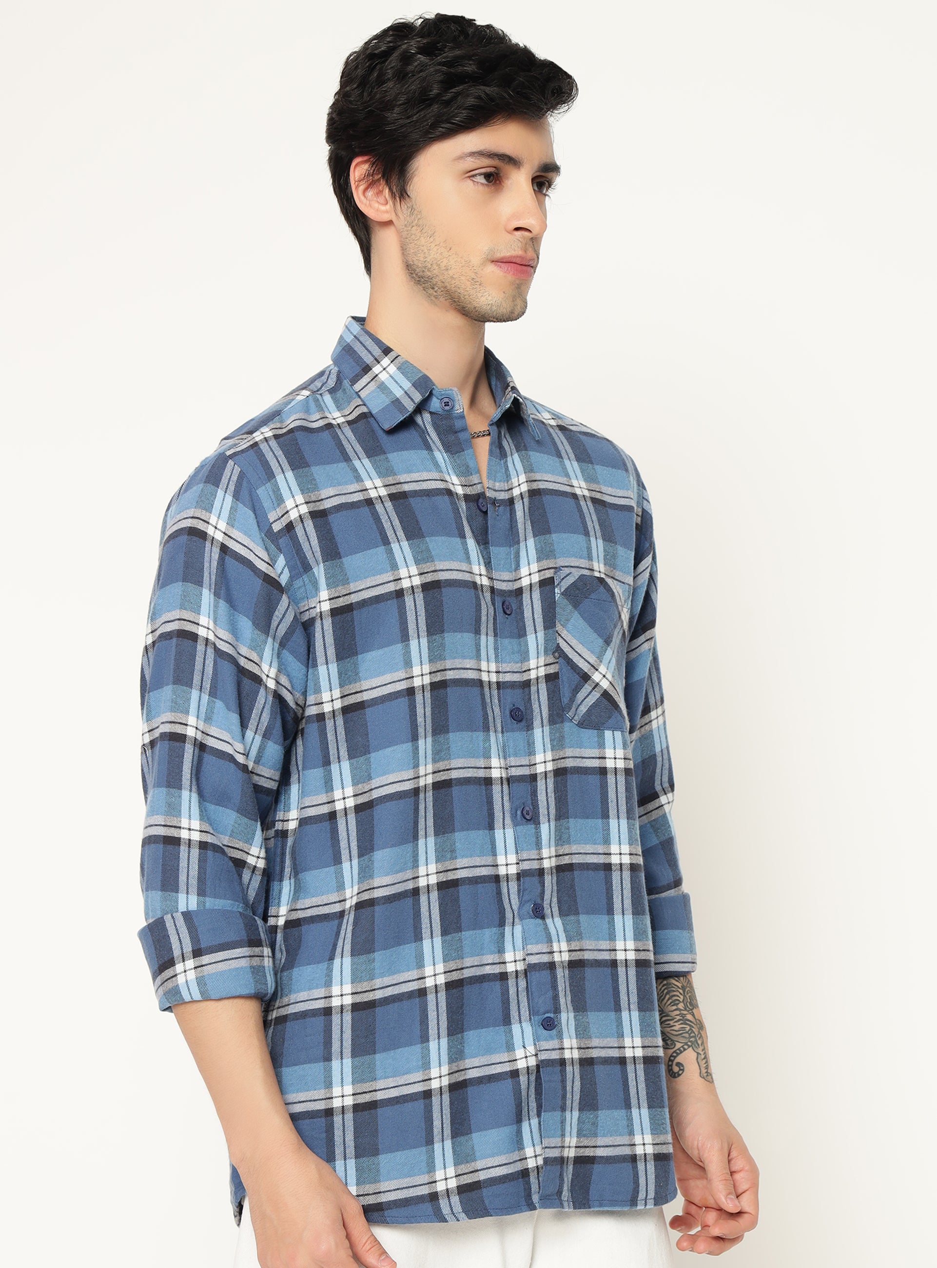 Blue stack checkered shirt