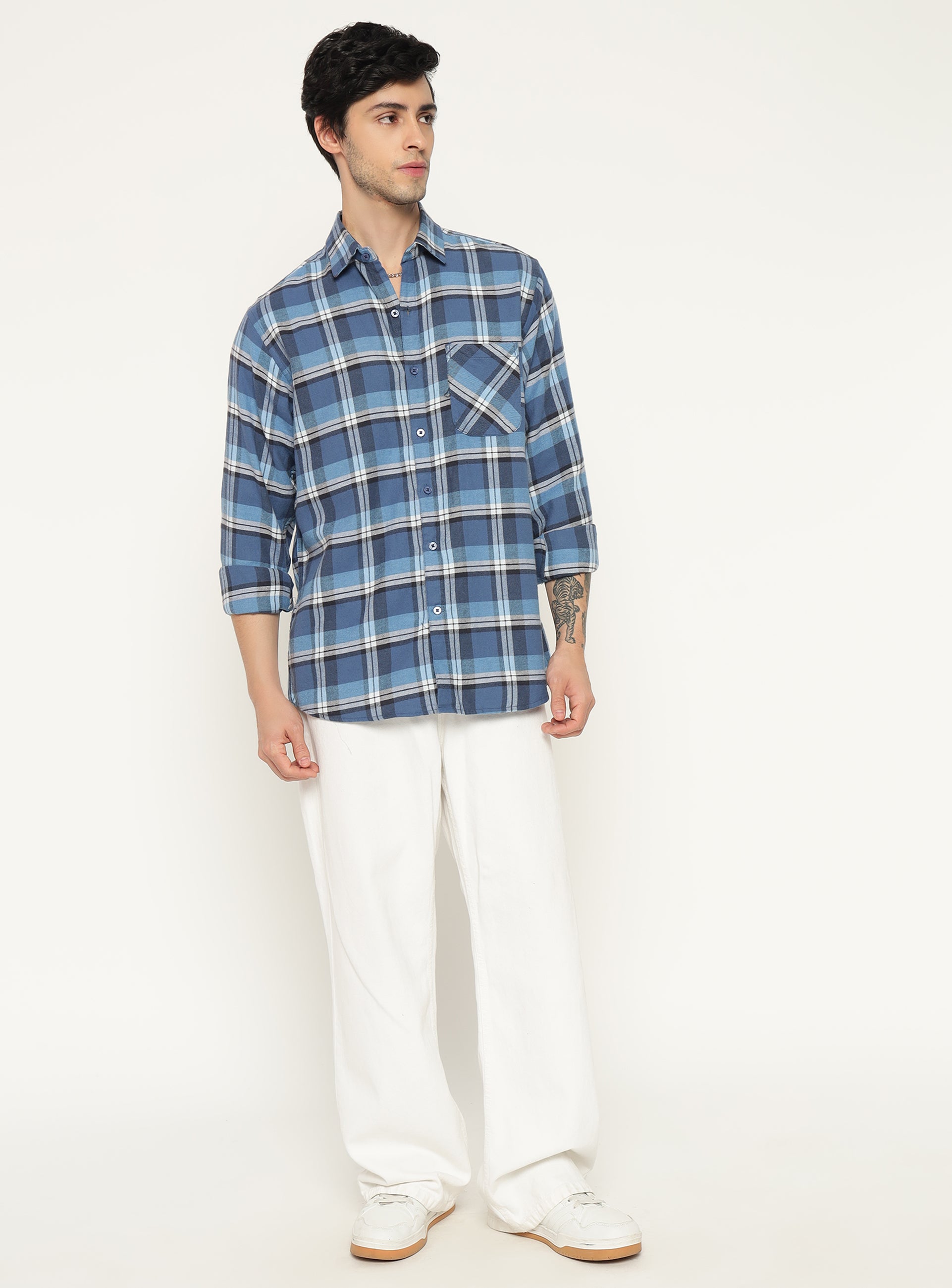 Blue stack checkered shirt