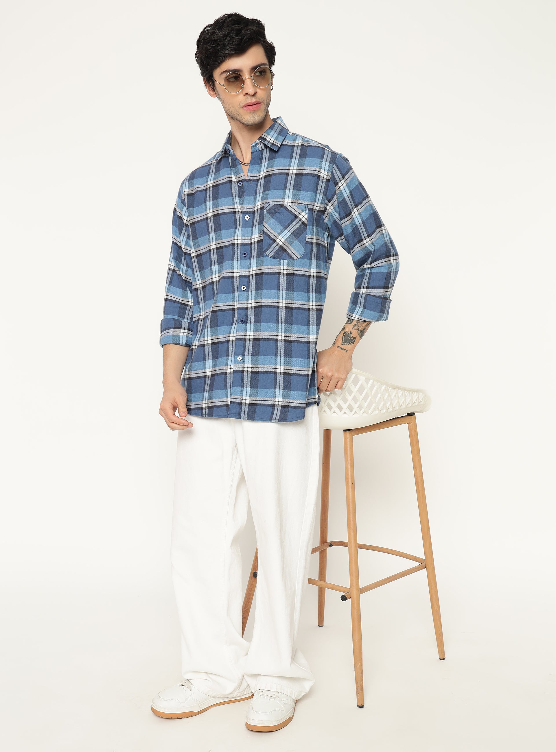 Blue stack checkered shirt