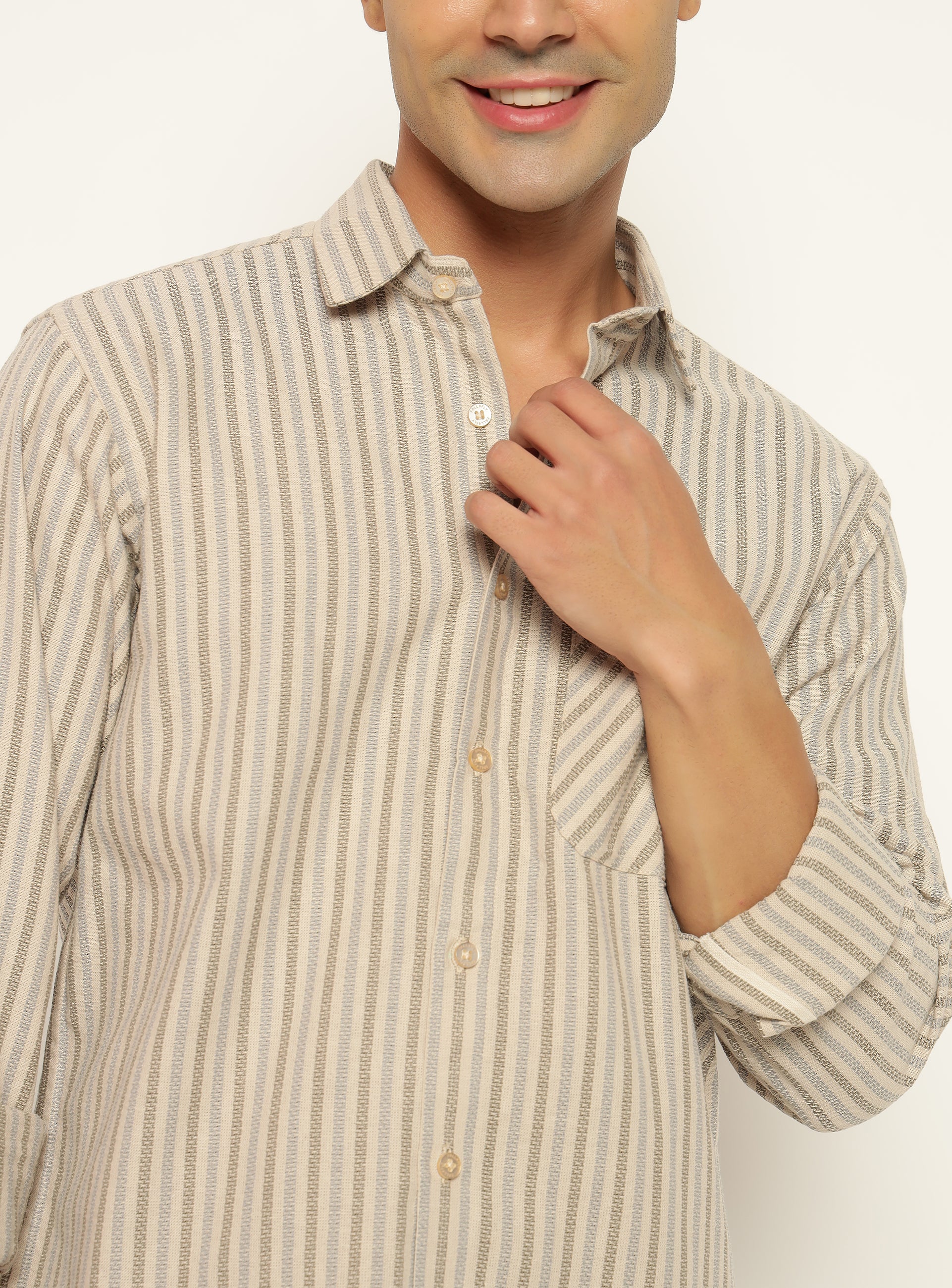 Beige Striped Shirt